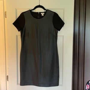 J Crew black short sleeved faux leather dress